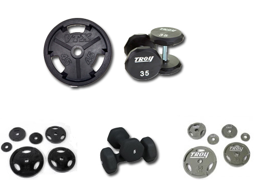 plates and dumbbells